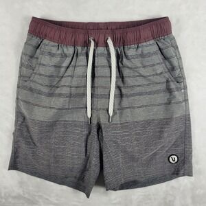 Vuori Kore Shorts Men's Small Gray Maroon Lined Pockets‎ Athletic Drawstring